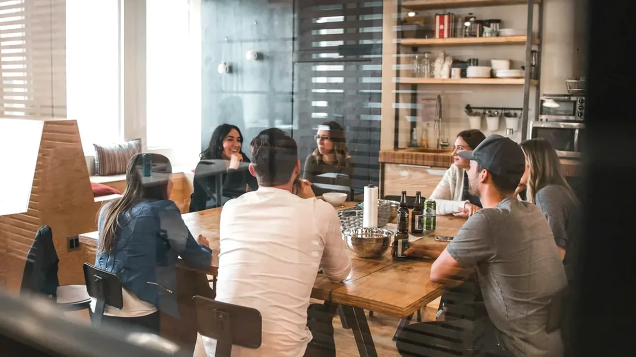 Collaborative business team discussing a technology workflow