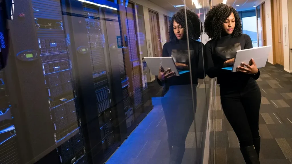 IT professionals reviewing infrastructure during a migration