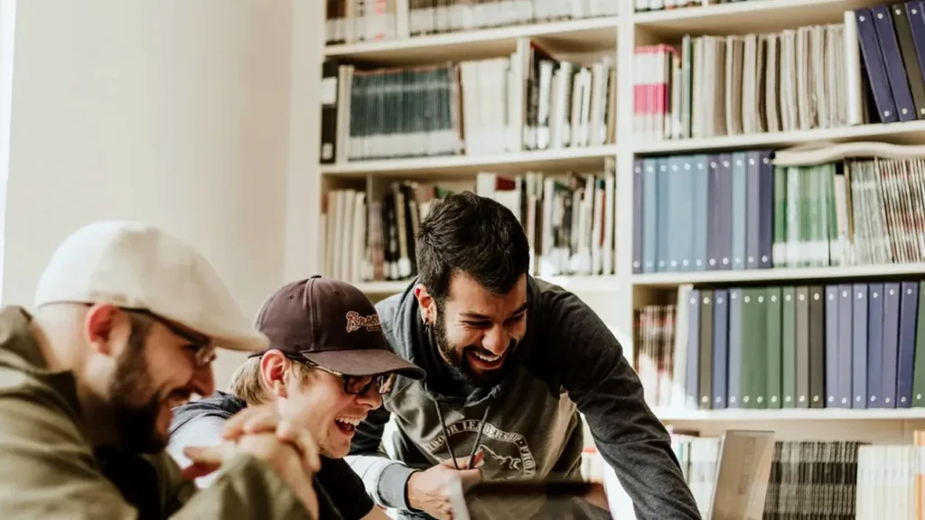 Professionals collaborating on a business email project
